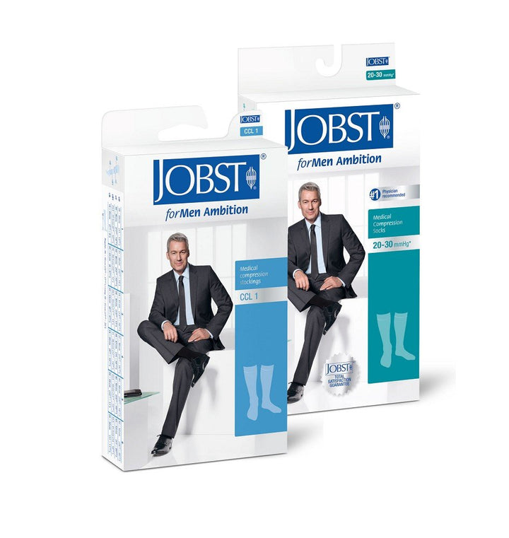 BSN Jobst Kompressionsstrümpfe Jobst forMen Ambition KKL 1 AD Kniestrümpfe lang mit Spitze anthrazit