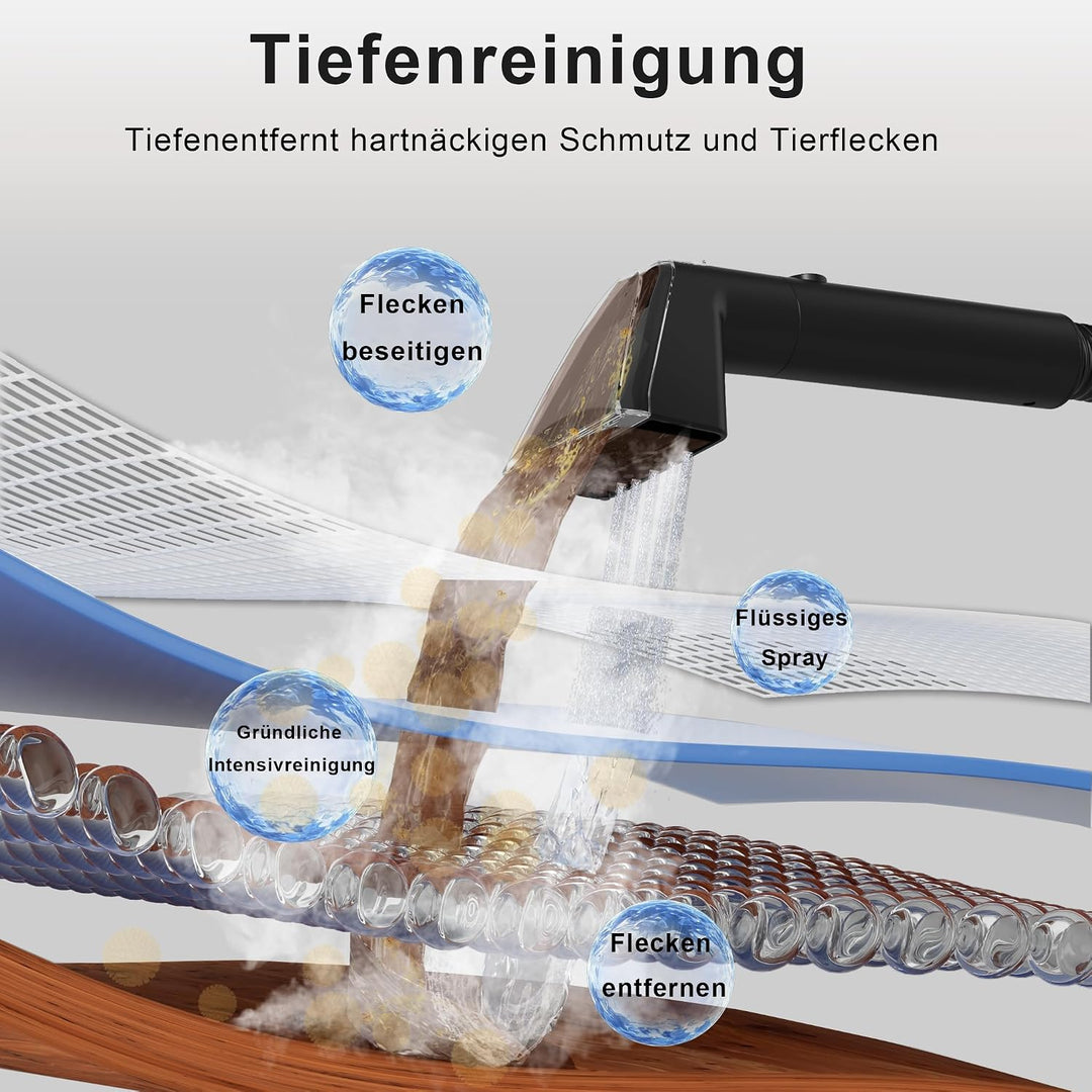 Polsterreiniger 1700W Dampf, für Haustiere, Sofa, Teppich & Auto | Hohe Saugkraft, Dampfreinigung, H