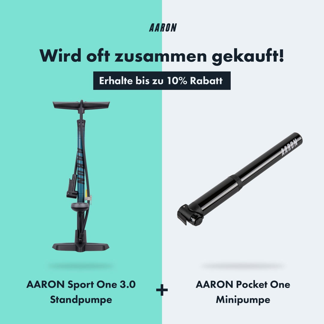 AARON Sport One Fahrrad Standpumpe mit Manometer für alle Ventile | Hochdruck Fahrradpumpe inkl. Bal