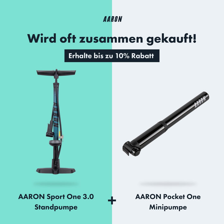 AARON Sport One Fahrrad Standpumpe mit Manometer für alle Ventile | Hochdruck Fahrradpumpe inkl. Bal