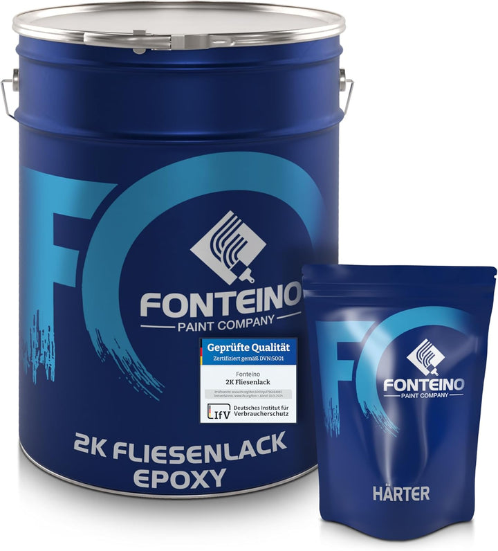 Fonteino 2K Fliesenlack Fliesenfarbe Wandfliesen Bodenfliesen - Beige 2,5Kg 2.5 kg (1er Pack) RAL 10