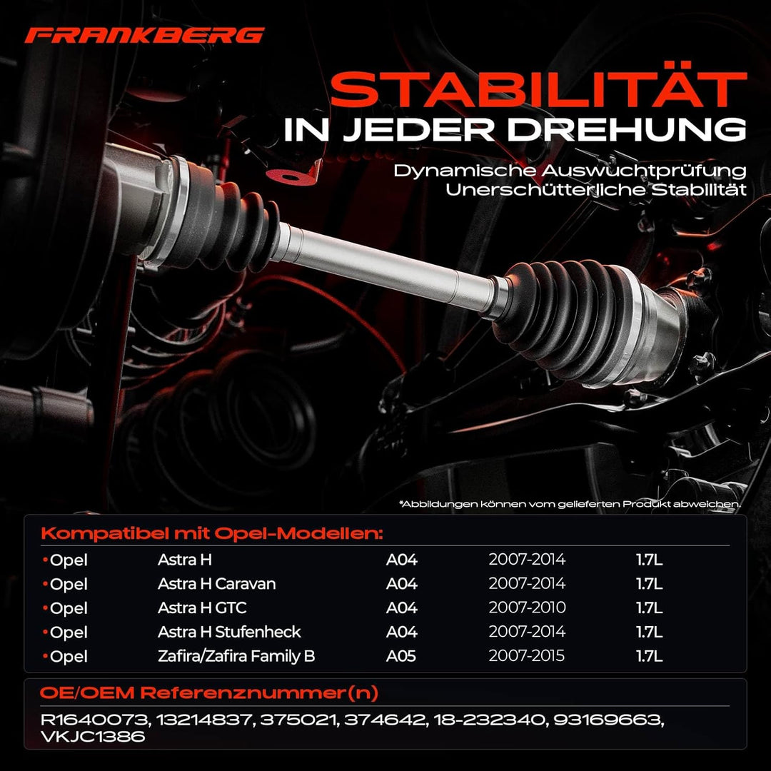 Frankberg 1x Antriebswelle Gelenkwelle Vorne Rechts Kompatibel mit Astra H L48 2007-2014 Astra H Car