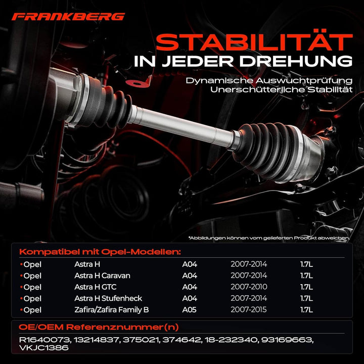 Frankberg 1x Antriebswelle Gelenkwelle Vorne Rechts Kompatibel mit Astra H L48 2007-2014 Astra H Car