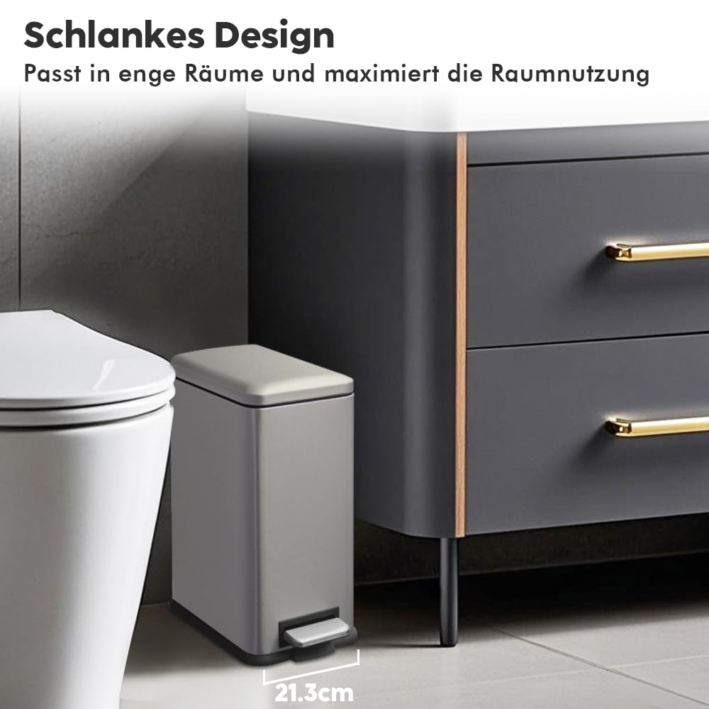 JM.YIPENG 17L Mülleimer Abfalleimer Tretmülleimer mit Deckel und Fusspedal mit Inneneimer, Rechtecki