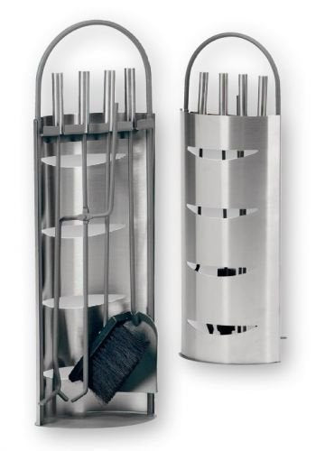 FIREFIX K2401 Kaminbesteck 5-teilig, 230 x 140 x 660 mm (BxTxH), Besteckteile und Griff am Ständer g