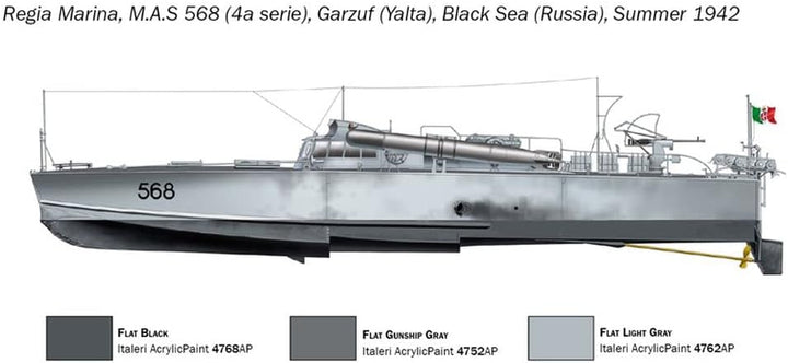 Italeri 5626S 5626S-1:35 M.A.S. 568 4a Torpedoboot m. Crew, Modellbau, Bausatz, Standmodellbau, Bast