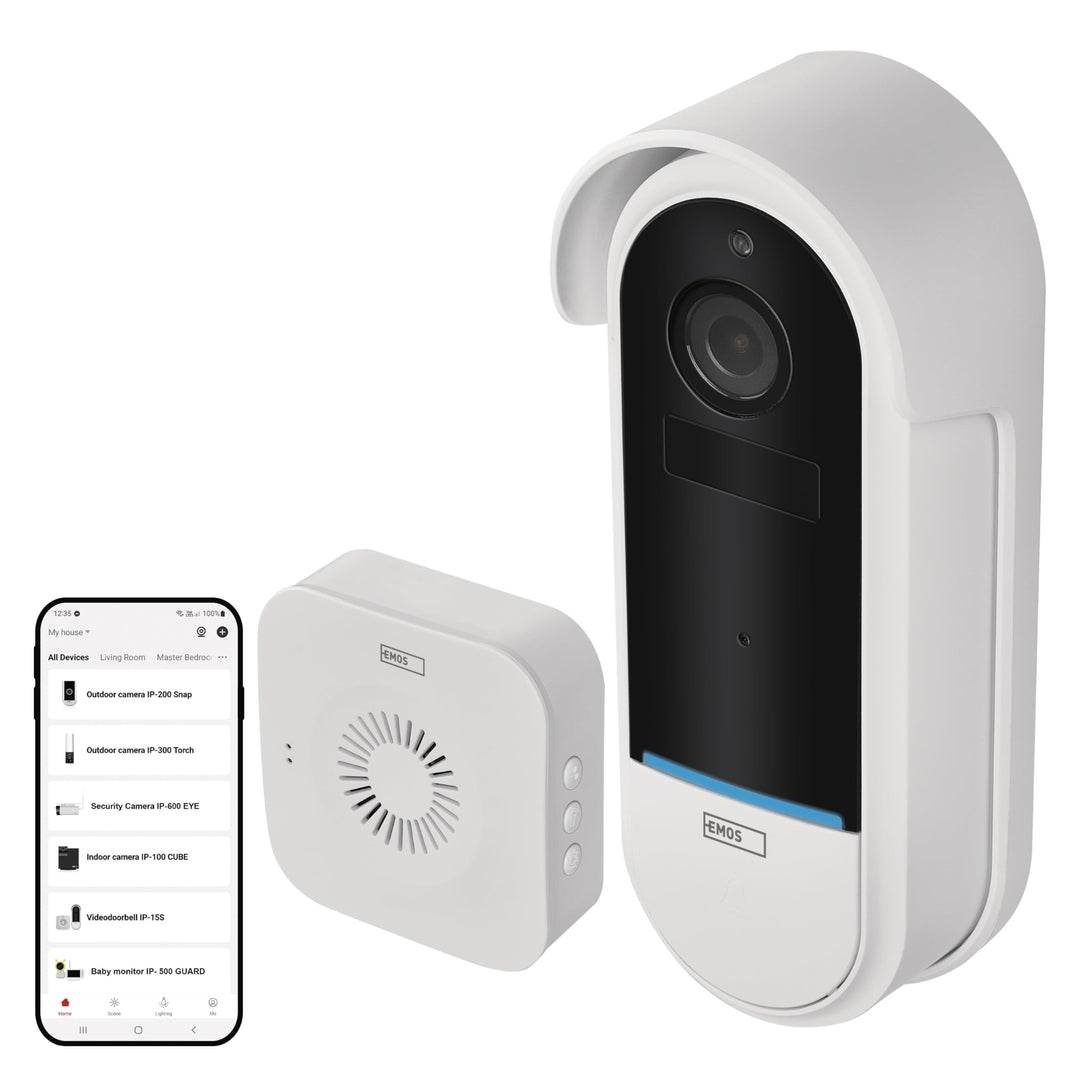 EMOS GoSmart Video-Türklingel IP-15S DC mit WiFi und App, kabellose Smart Home Videoklingel mit 1080