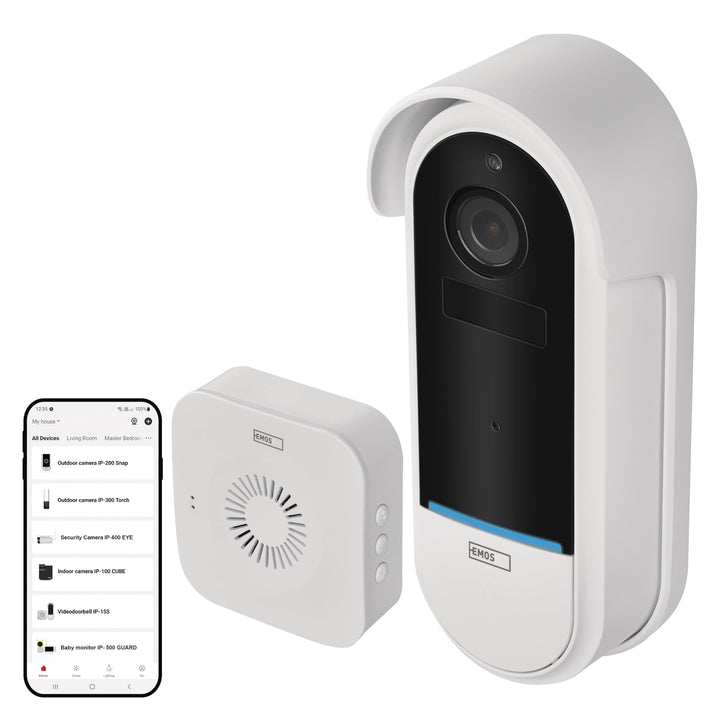EMOS GoSmart Video-Türklingel IP-15S DC mit WiFi und App, kabellose Smart Home Videoklingel mit 1080