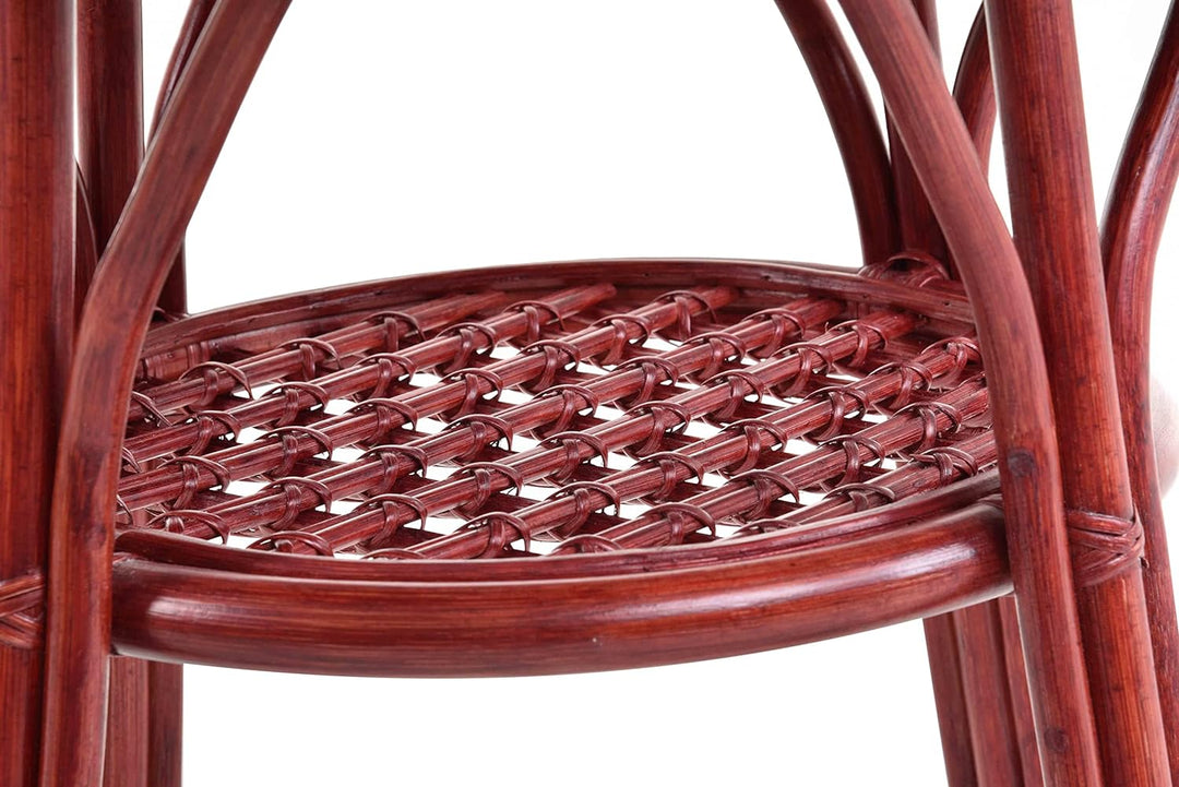 Rattan-Tisch/Beistelltisch Rund/Couchtisch Rattantisch Ablage (Bordeaux Rot)