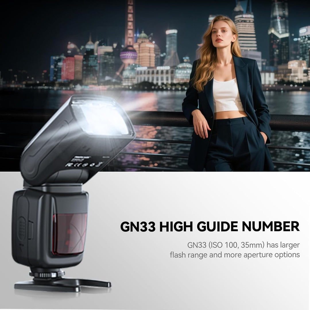 PHOTOOLEX Blitz Flash Speedlite für Canon Nikon Sony Panasonic Olympus Pentax Fujifilm Sigma Minolta
