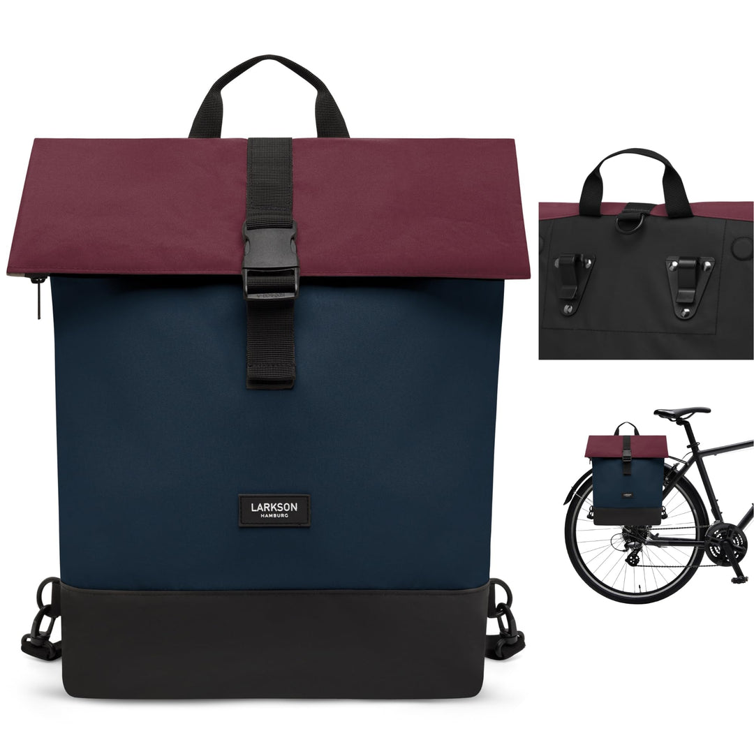 LARKSON Fahrradtaschen für Gepäckträger Damen & Herren Blau Rot - Tammo Bike - 2 in 1 Fahrrad Tasche