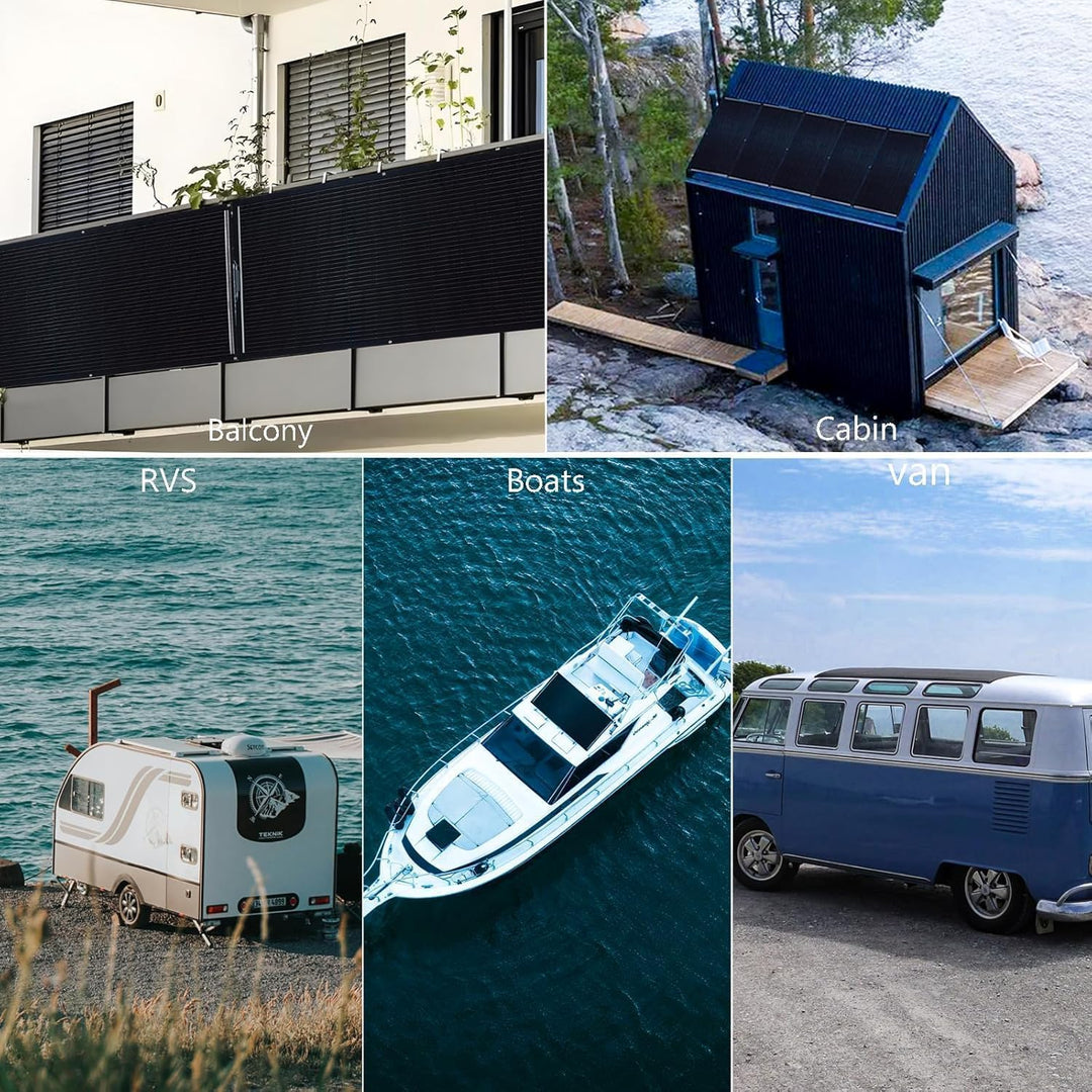 300W Flexibles Solarpanel, 2 x 150W Solarmodul Flexibel Wohnmobil | Schwarz Monokristallines für 12V