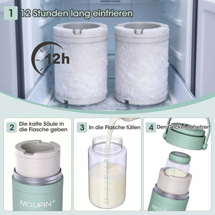 MQUPIN Tragbarer Muttermilchkühler mit Temperaturanzeige, 360°-Kühlung Für muttermilch aufbewahrung,