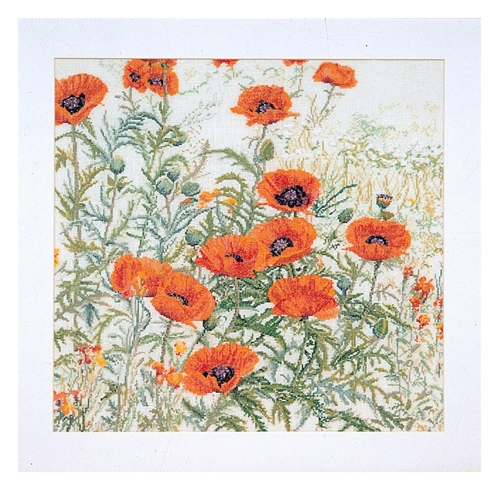 Thea Gouverneur - Kreuzstich-Set - Orange Mohnblumen - Aida - 16 Count - Für Erwachsene - 2062A, Ora