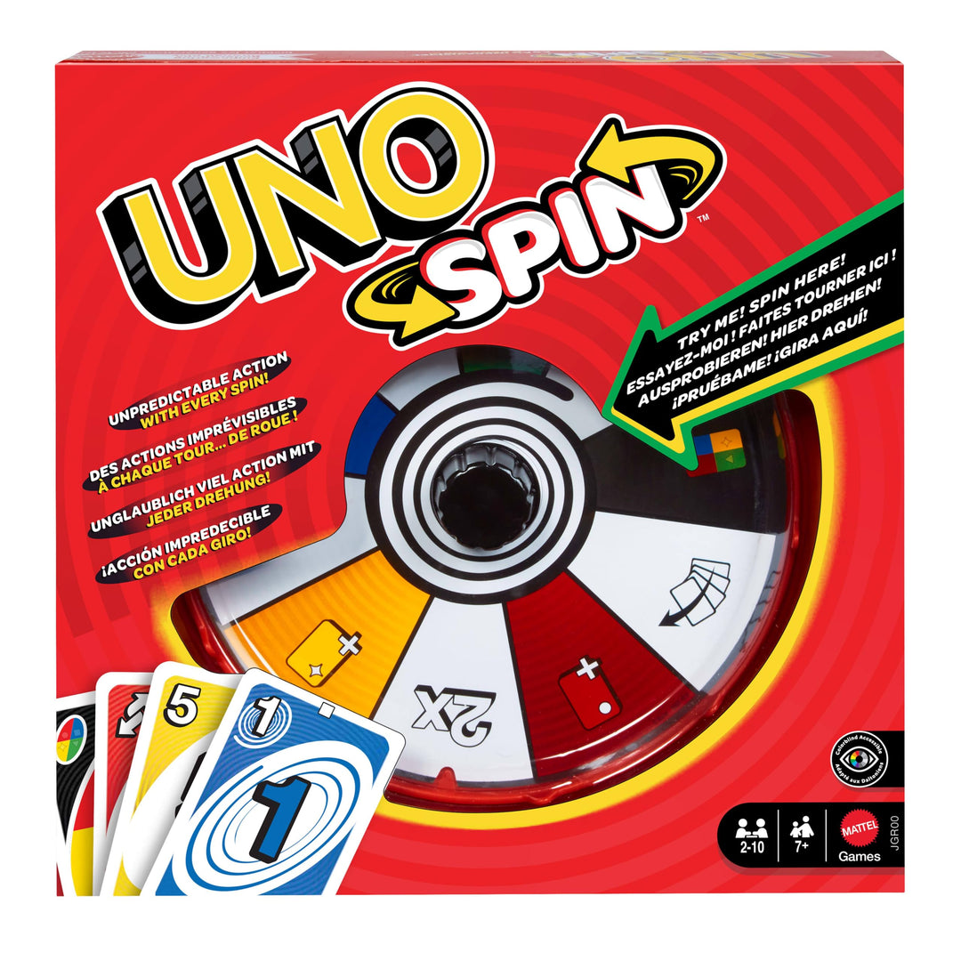 Mattel Games UNO Spin Kartenspiel für Kinder, Erwachsene und Spieleabende mit der Familie, Klassisch
