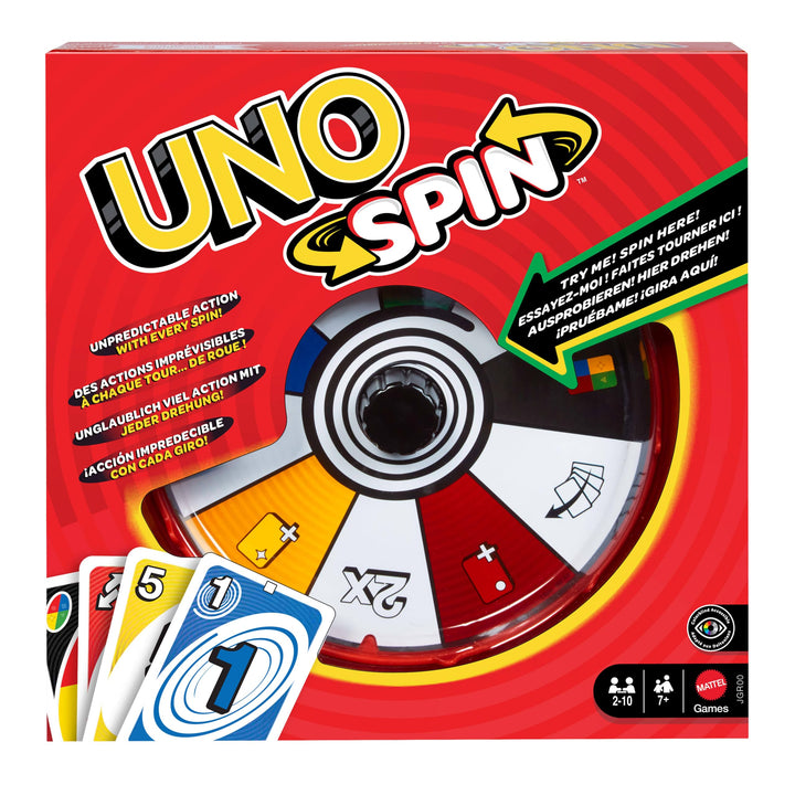 Mattel Games UNO Spin Kartenspiel für Kinder, Erwachsene und Spieleabende mit der Familie, Klassisch