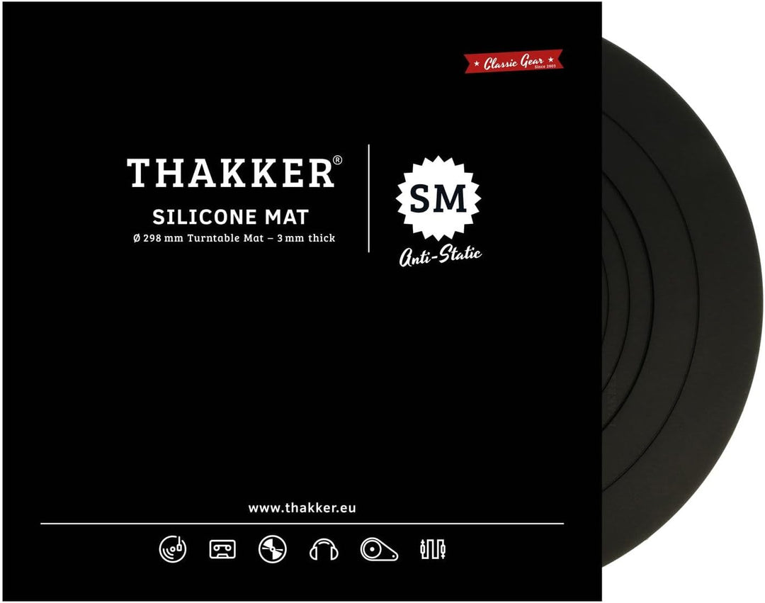 THAKKER Silicone Mat Black - Plattentellerauflage aus antistatischem Silikon - Schwarz | 3mm stark |