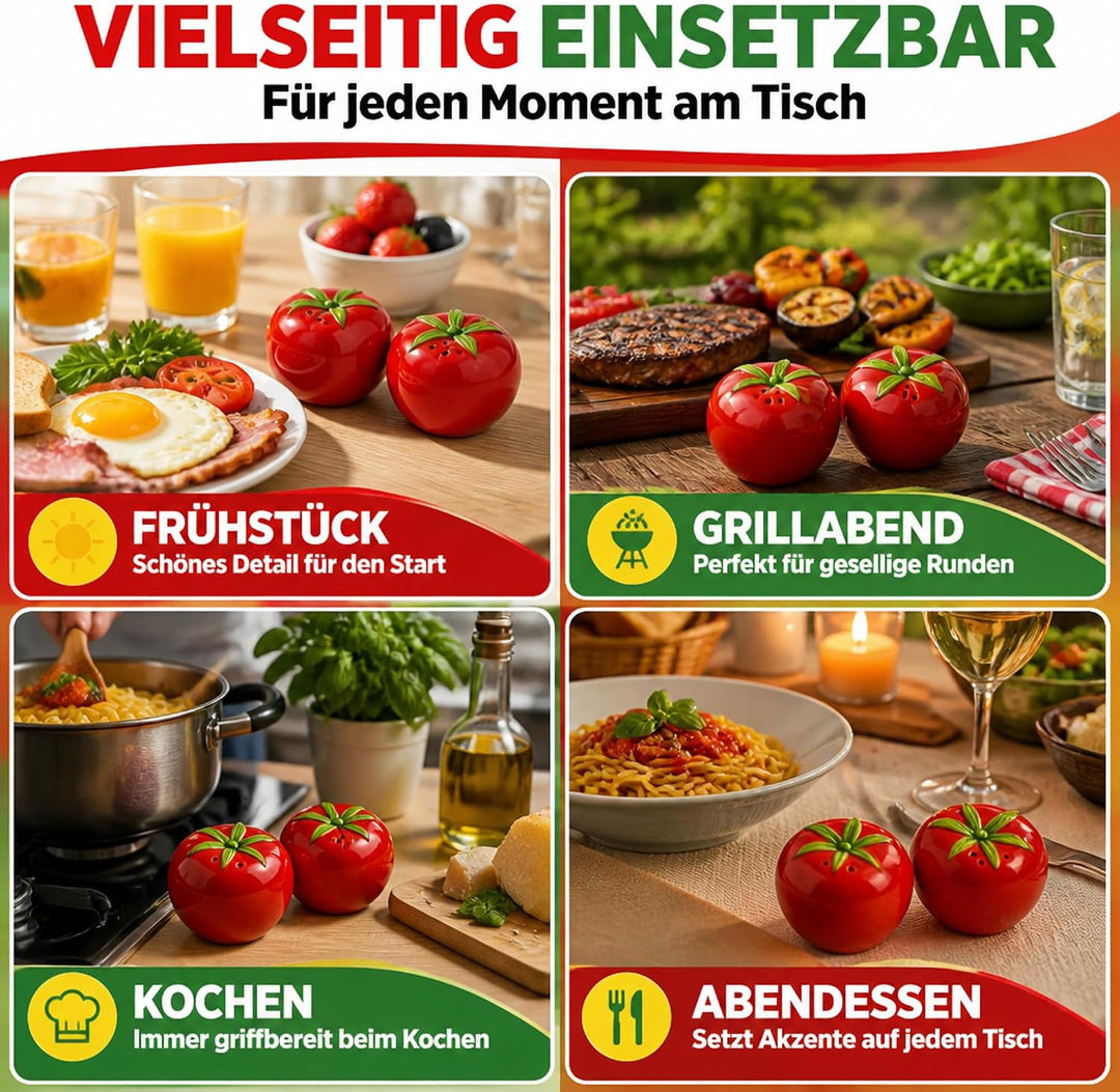 Salz- &amp; Pfefferstreuer Set Keramik, Hühner, Tomaten, Leuchttürme, dekorativ &amp; funktional (Tomaten),
