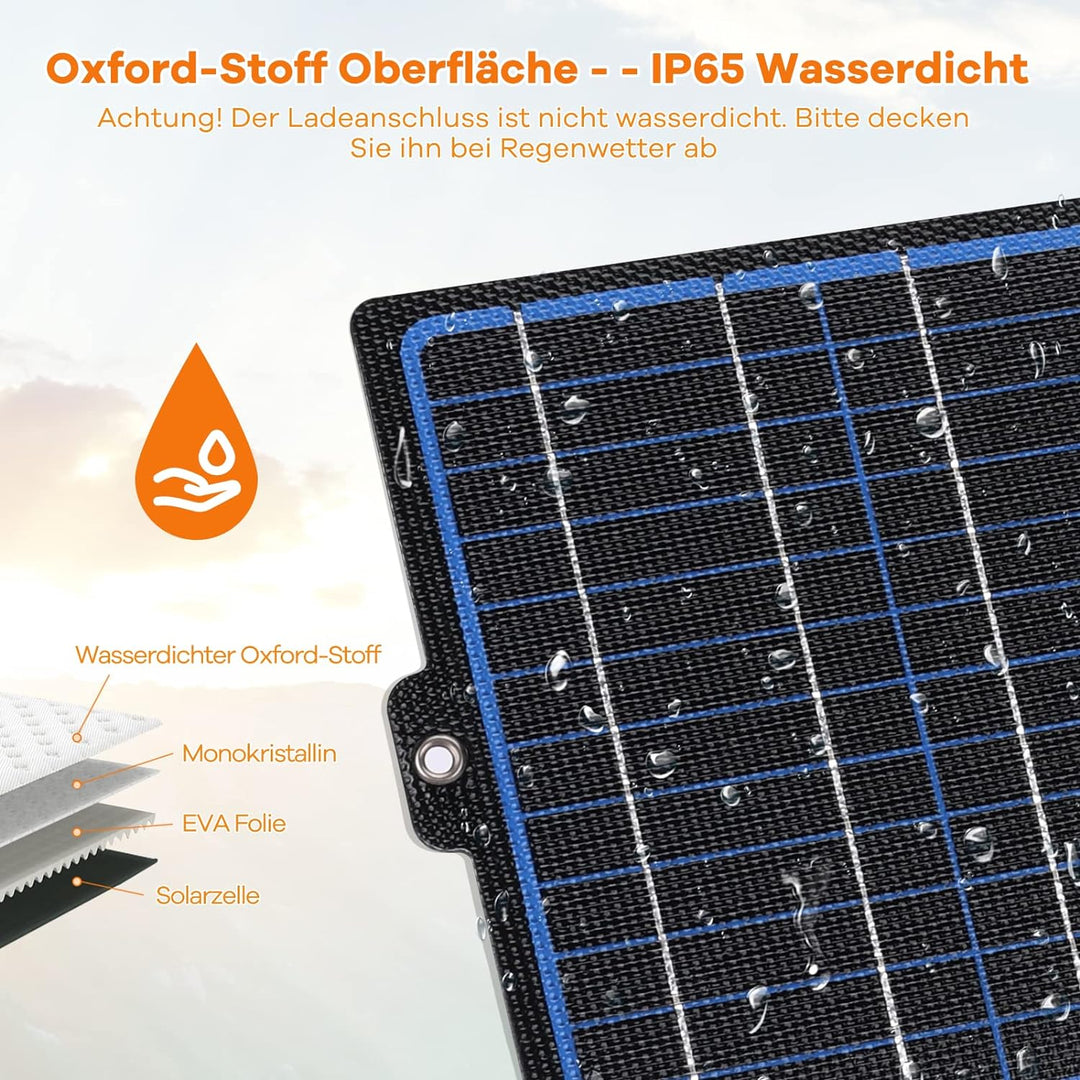 30W Solarpanel,faltbar solarladegerät powerbank solar für Handy Laptop,PD60 QC3.0 USB C Solar Panel