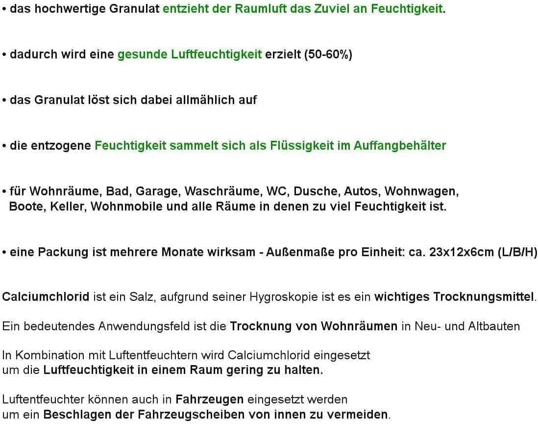 Luftentfeuchter Nachfüllpack 1,2kg Vliesbeutel Granulat für Raumentfeuchter zum Nachfüllen (12 x 1,2