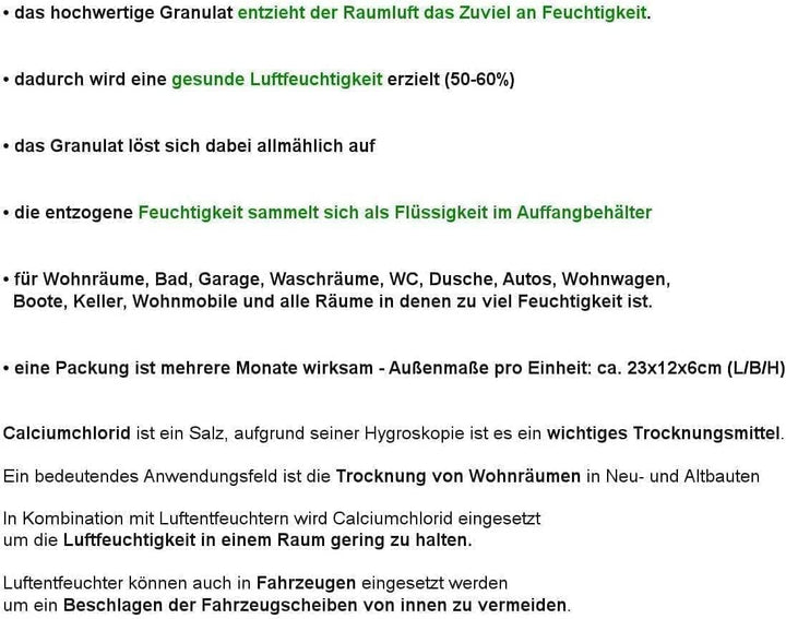 Luftentfeuchter Nachfüllpack 1,2kg Vliesbeutel Granulat für Raumentfeuchter zum Nachfüllen (12 x 1,2