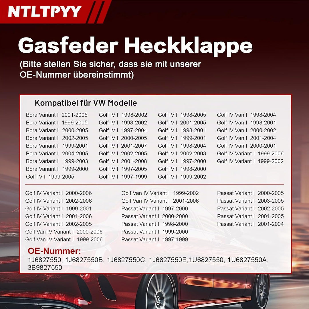 Heckklappen Gasdruckfeder Kompatibel mit Volkswagen Bora Variant 1999–2005 Golf IV 1997–2007 Passat