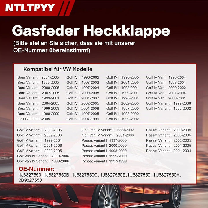Heckklappen Gasdruckfeder Kompatibel mit Volkswagen Bora Variant 1999–2005 Golf IV 1997–2007 Passat