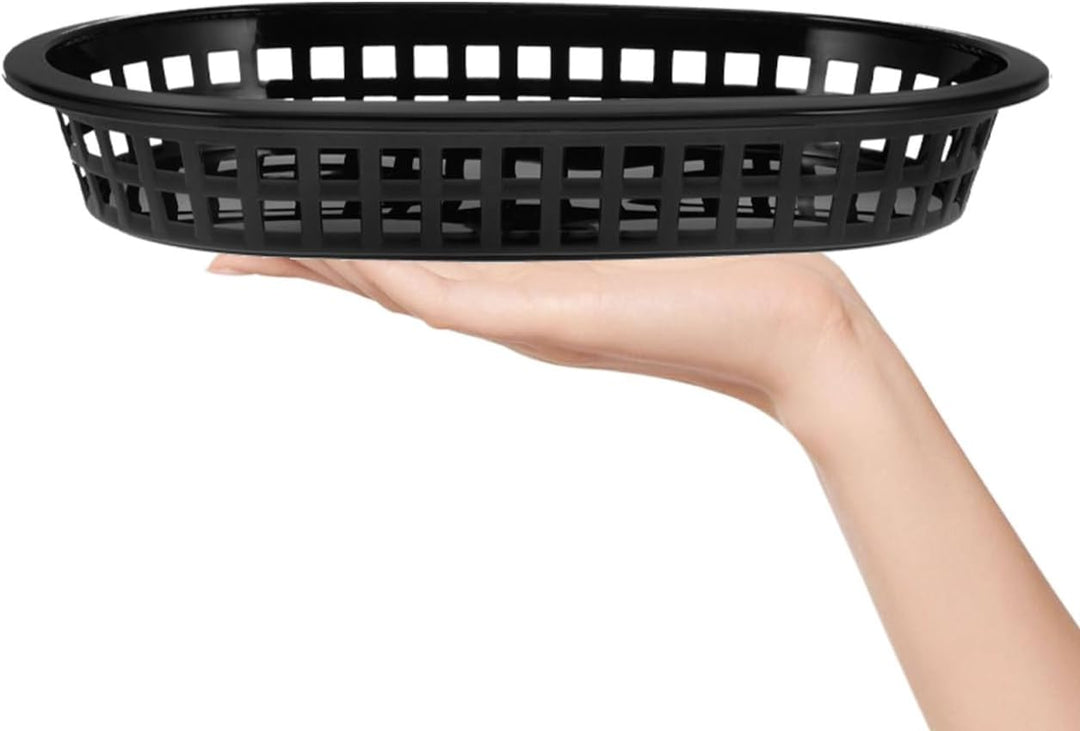 Angoily Kunststoff Fast Food Körbe -12 Stück Schwarzbrotkörbe zum Servieren - 23,5 x 15 x 3,5 cm Wie
