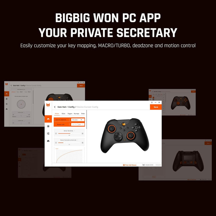 BIGBIG WON Drahtlose Controller, Gale Hall PC-Controller Bewegungssteuerung, Hall-Joysticks-Auslöser