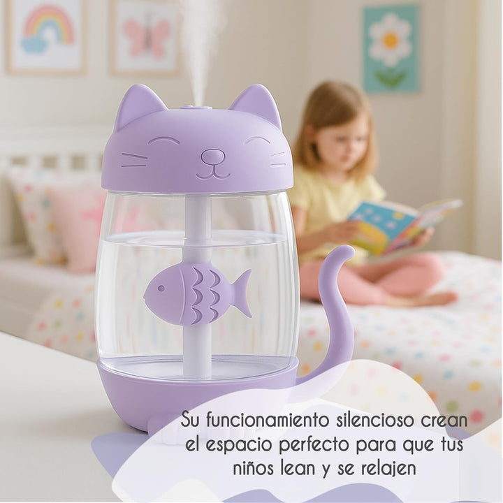 Mini-Luftbefeuchter für Kinder, 350 ml, mit LED-USB-Licht und Mini-Ventilator, leiser kalter Nebel f