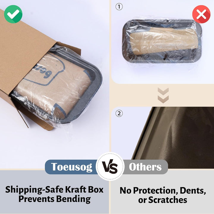 Brotbackform Kasten 2er Set: Kastenform Brot 27x15x7cm mit 2x Backmatte - Antihaft Brotform zum Toas