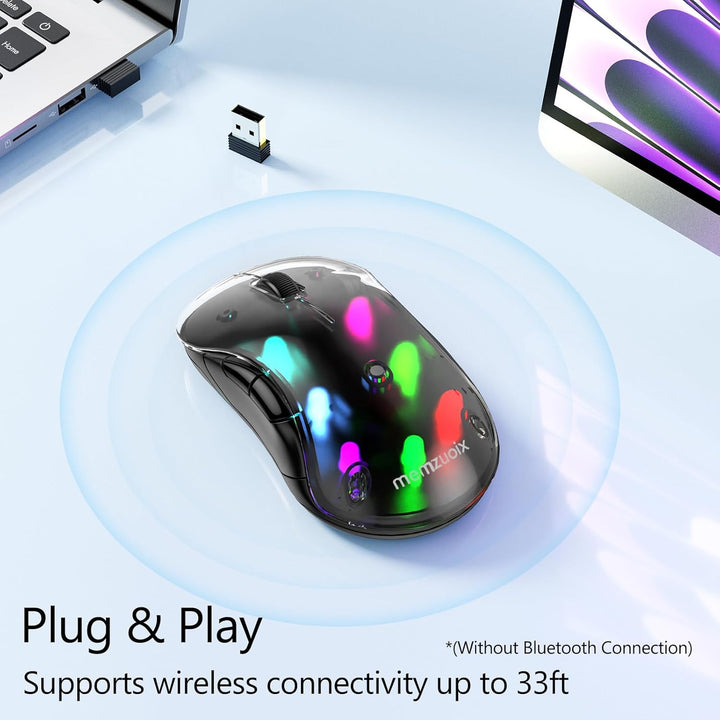 memzuoix LED Kabellose Maus – Wiederaufladbare 2.4G Optische Maus mit Magnetischer Abdeckung, Sanfte