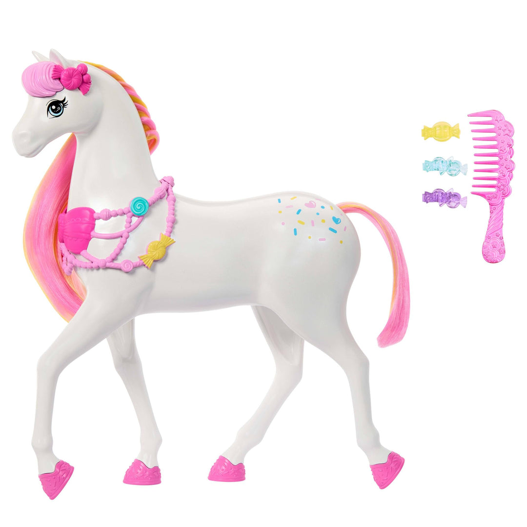 Barbie Vom Reich der Süssigkeiten Nussknacker inspiriertes Pferd mit bunter, duftender Mähne, Kamm u