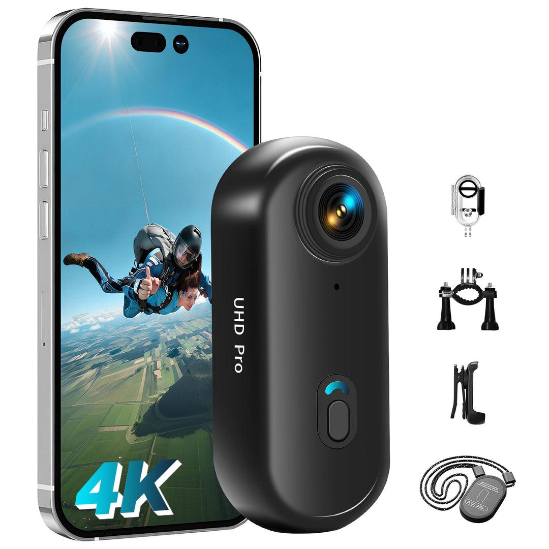 Action Cam 4K und 16 GB Speicherkarte Mini Unterwasserkamera Wasserdicht bis 30M, 360° Helmkamera Fa