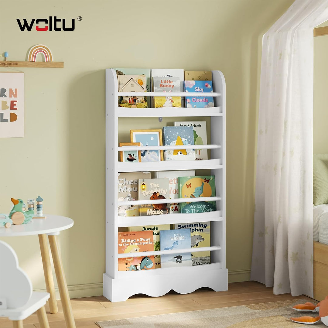 WOLTU Bücherregal Kinder, Kinderregal mit 4 Ebenen, Aufbewahrungsregal für Bücher Spielzeug, Regal f