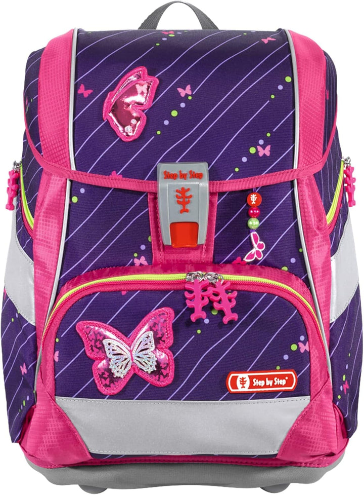 Step by Step Schulranzen-Set 2IN1 Plus Reflect „Shiny Butterfly“ 6-teilig, lila-pink, Schmetterling-