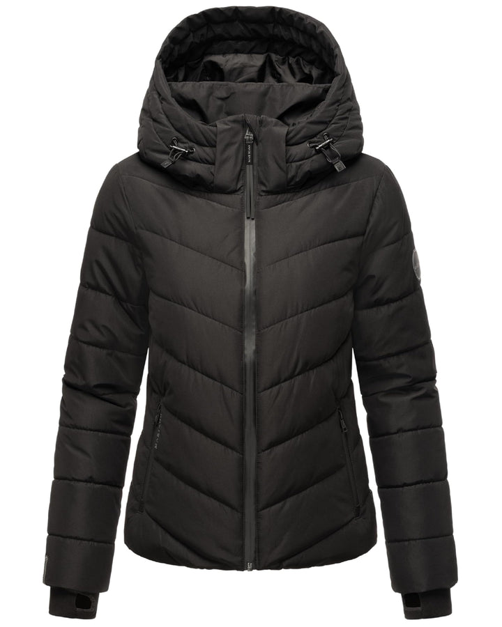 MARIKOO Damen Winterjacke warme Steppjacke mit abnehmbarer Kapuze Samuiaa XVI XS-3XL XS Schwarz, XS