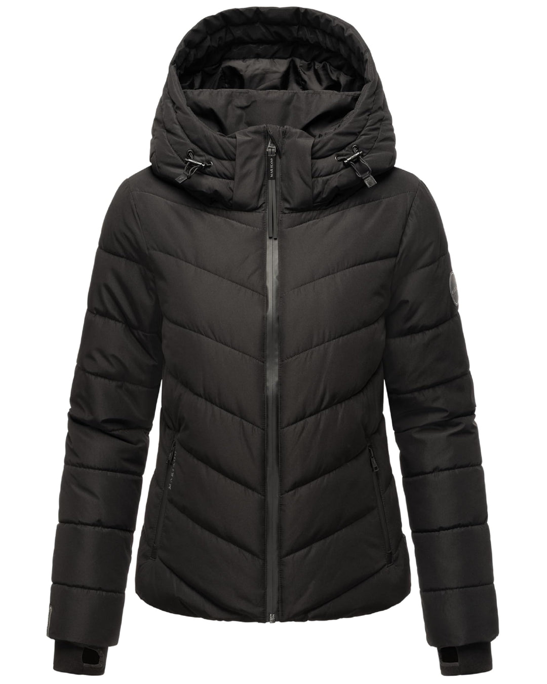 MARIKOO Damen Winterjacke warme Steppjacke mit abnehmbarer Kapuze Samuiaa XVI XS-3XL S Schwarz, S Sc