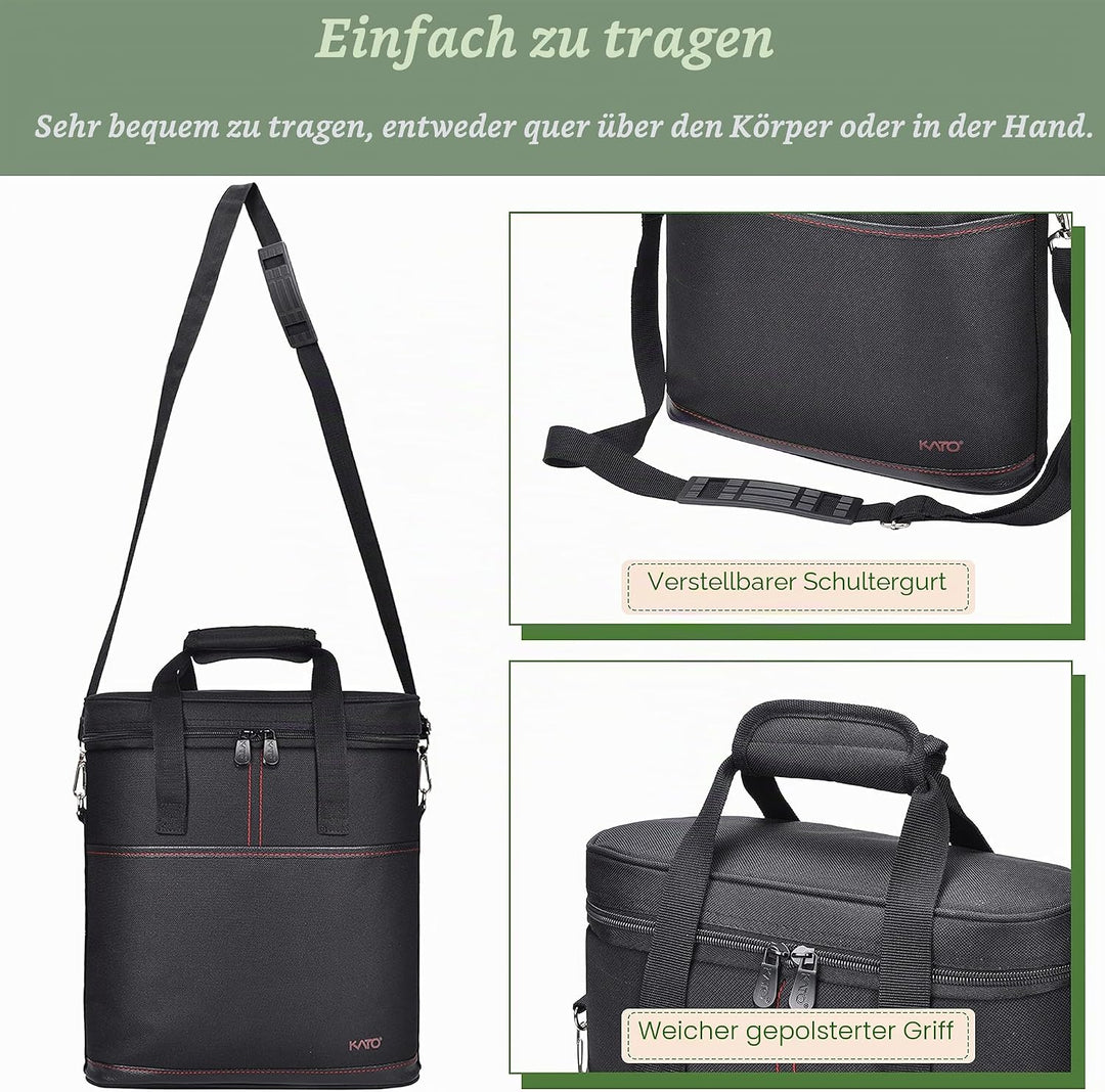 Kato Tirrinia Kühltasche Klein- Flaschenträger für Wein &amp; Bier, gepolsterte weinkühltasche mit isoli