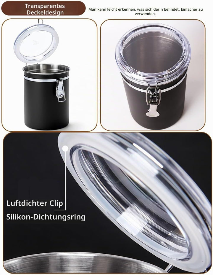 Kaffeedose Luftdicht mit Deckel Kaffeebohnen Behälter für Kaffeepulver Bohnen Tee Mehl Müsli Zucker,
