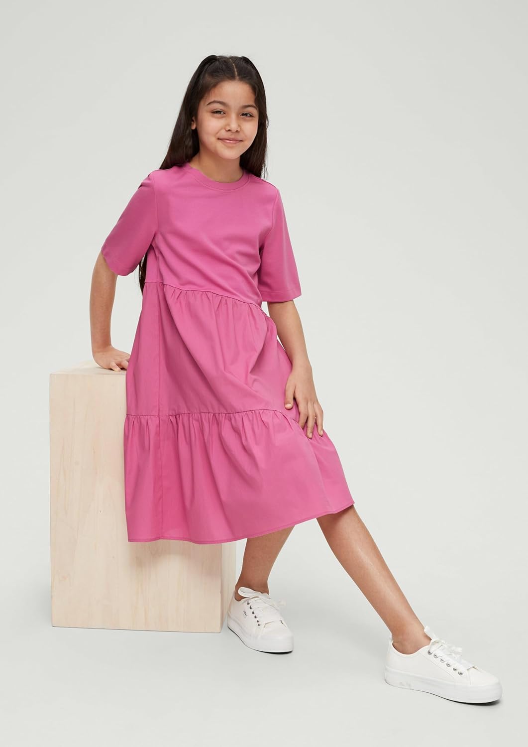 s.Oliver Mädchen Midi Stufenkleid 170 Rosa, 170 Rosa