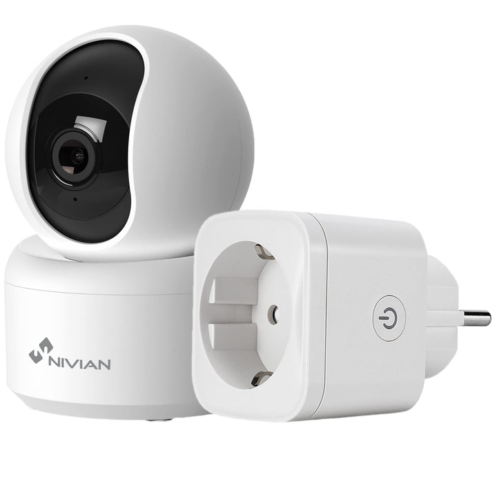 NIVIAN 360° WiFi Dome Überwachungskamera Stecker, 2K-Audio, bidirektionale Erkennung, Auto-Tracking,