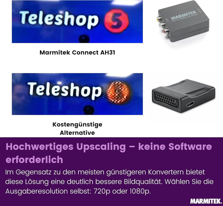 RCA auf HDMI Konverter - Marmitek Connect AH31-1080p Full HD - Keine Software notwendig - Composite