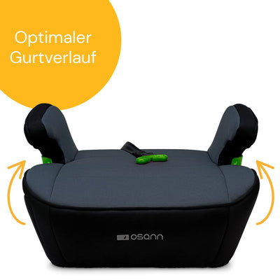 Osann Junior Isofix Gurtfix i-Size Sitzerhöhung mit Isofix Auto Kinder (126-150 cm) - Nero i-Size Ne