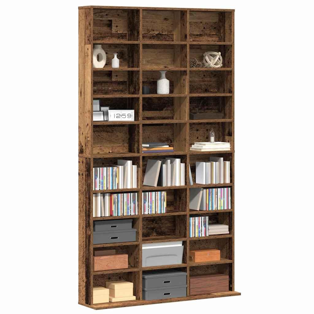 vidaXL CD Regal mit Regal Altholz 101 x 23 x 177,5 cm Holzwerkstoff, Moderner, rechteckiger Mediensp