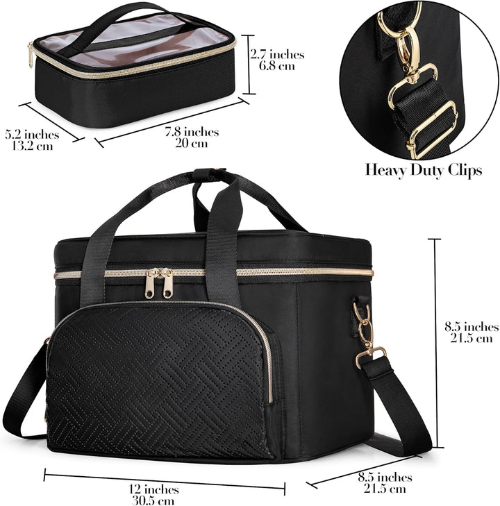 Makeup Tasche Reisetasche mit 2 einzelnen Kosmetiktaschen, grosser Makeup Organizer für Frauen, Schw