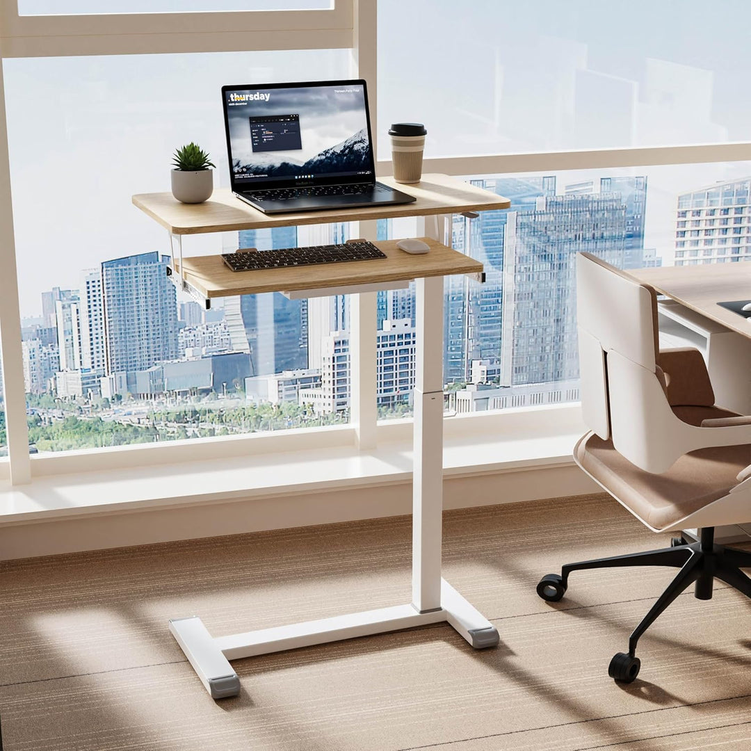 Fydeamer 68 × 50cm Mobile Standing Desk mit Tastaturablage, Höhenverstellbar Computertisch (72-109 c
