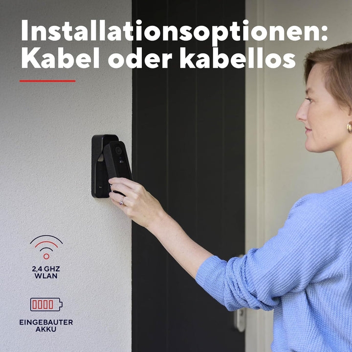 Trust Wi-Fi Video Türklingel mit Chime Kamera 2K HD 3MP Weitwinkel, Smarte Kabellose Video Doorbell