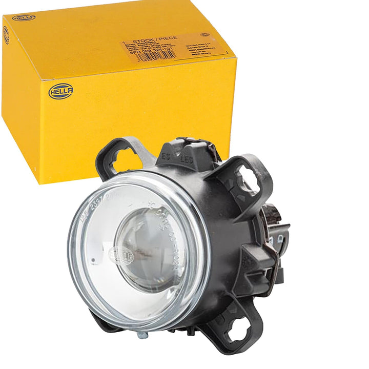 HELLA - DE/Halogen-Hauptscheinwerfer - 90mm Performance - 12V - rund - Einbau - gehärtete Streuschei