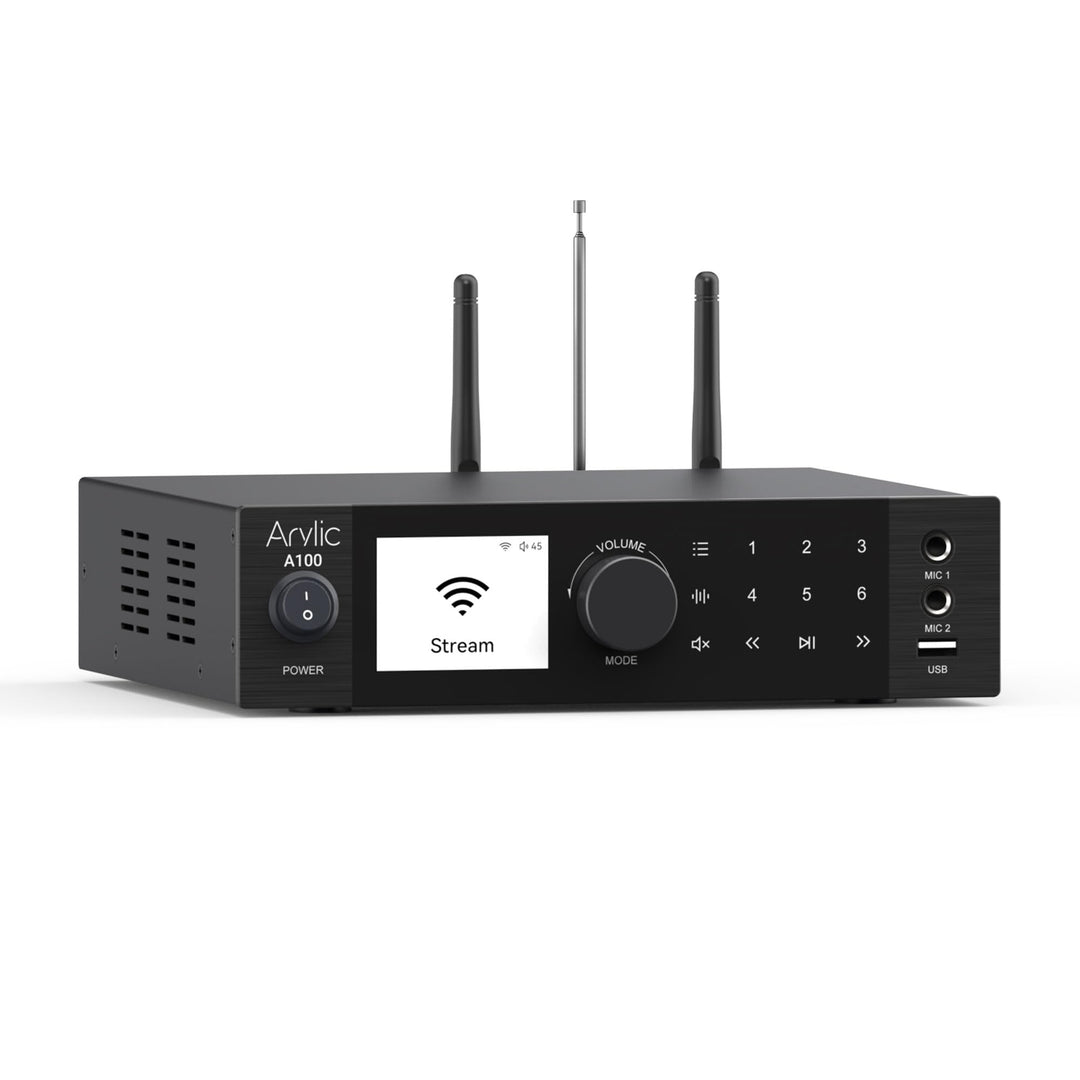 Arylic A100 Wireless Full Digital HiFi-Verstärker mit FM-Radio, 100 W × 2 WiFi- und Bluetooth-Audioe